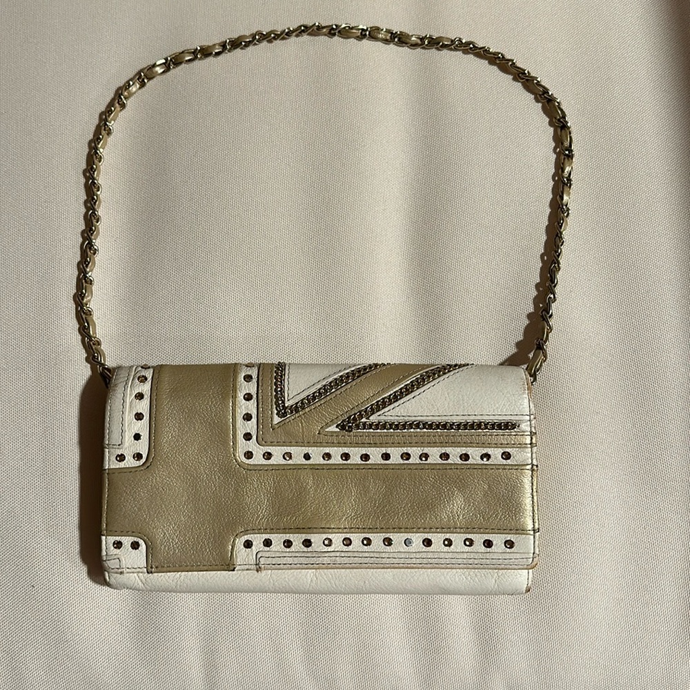 Anteprima off white chain wallet w champagne crystals